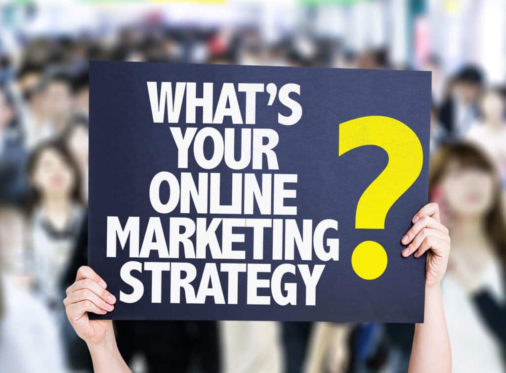Heartbeep Marketing NH SEO Agency in Boston, Whats Your Online Marketing Strategy? card with crowd of people