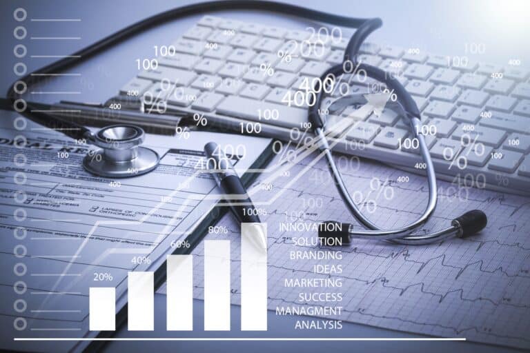 HeartBeep Marketing NH Healthcare Marketing, Healthcare business. Stethoscope and computer keyboard